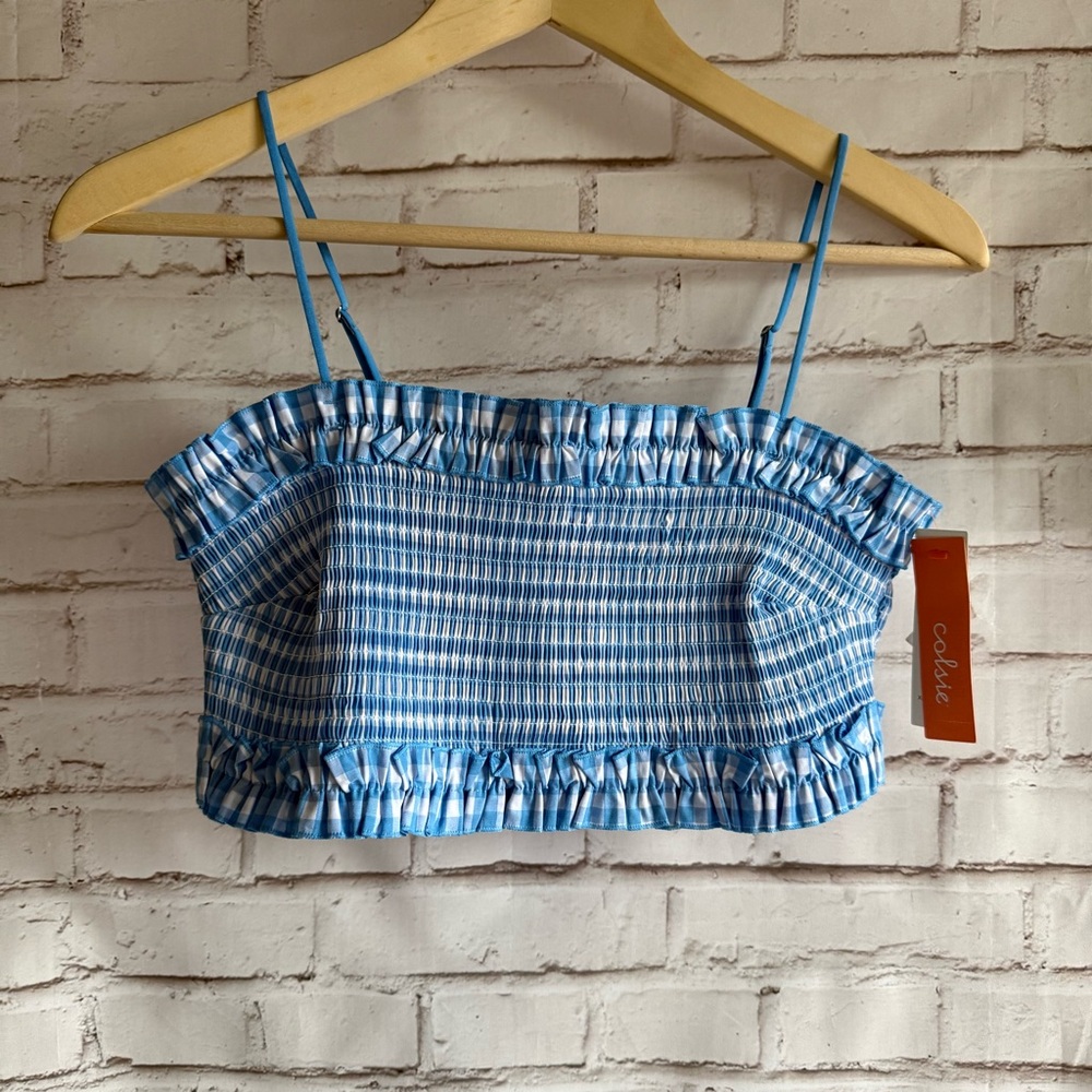 Blue‎ Gingham Women's Top